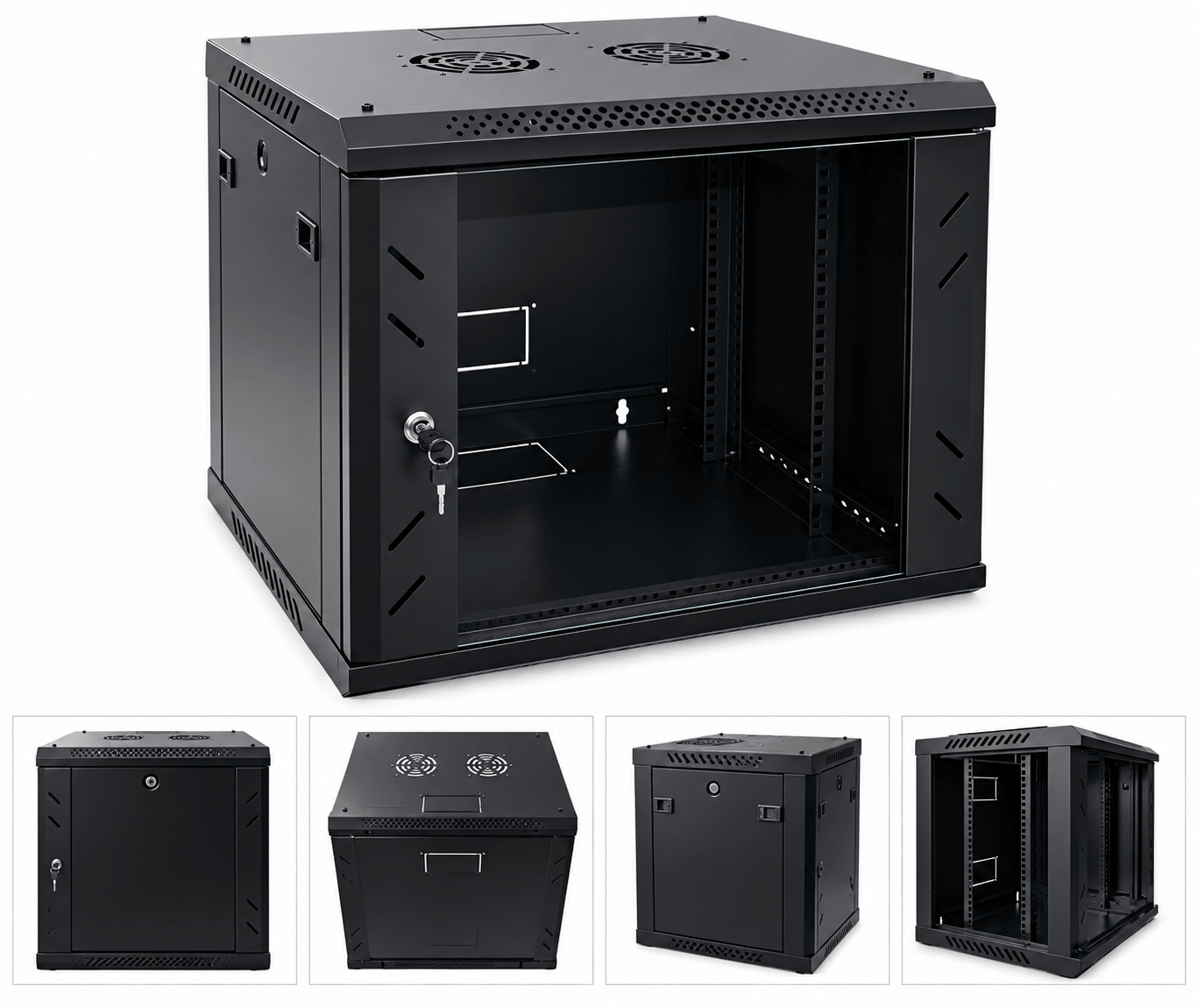 WS960Rack Finen επίτοιχο βαθύ, 9U 60x60x50. Για τα συναρμολογημένα δωρεάν ανεμιστήρας μονός και 20 τεμ. σετ βίδα παξιμάδι.